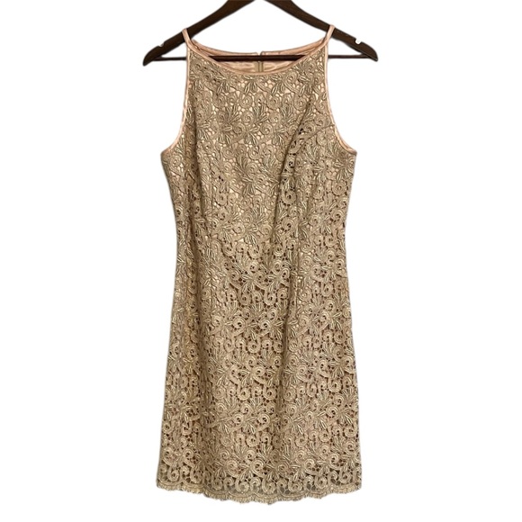 Jessica McClintock Dresses & Skirts - Jessica McClintock Vintage Gold Metallic Lace Cocktail Dress NWT 8 (Small) 90s